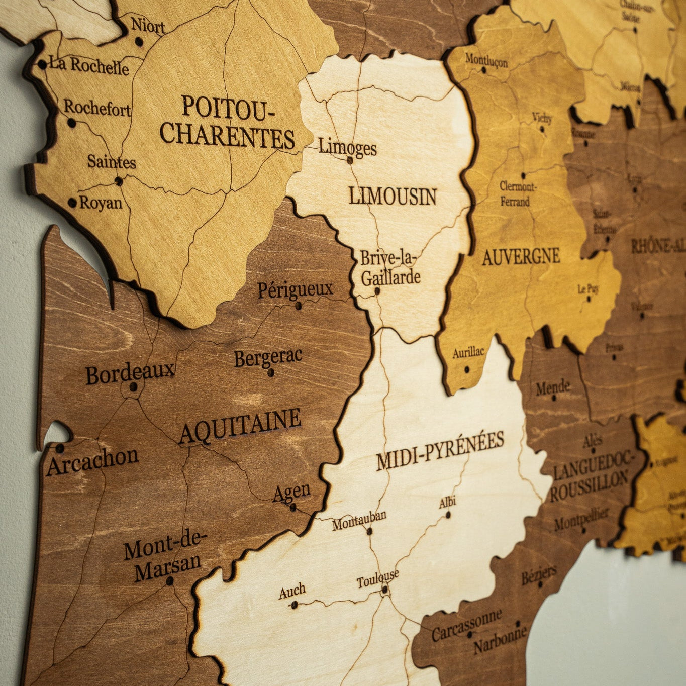 Carte de France en bois 3D