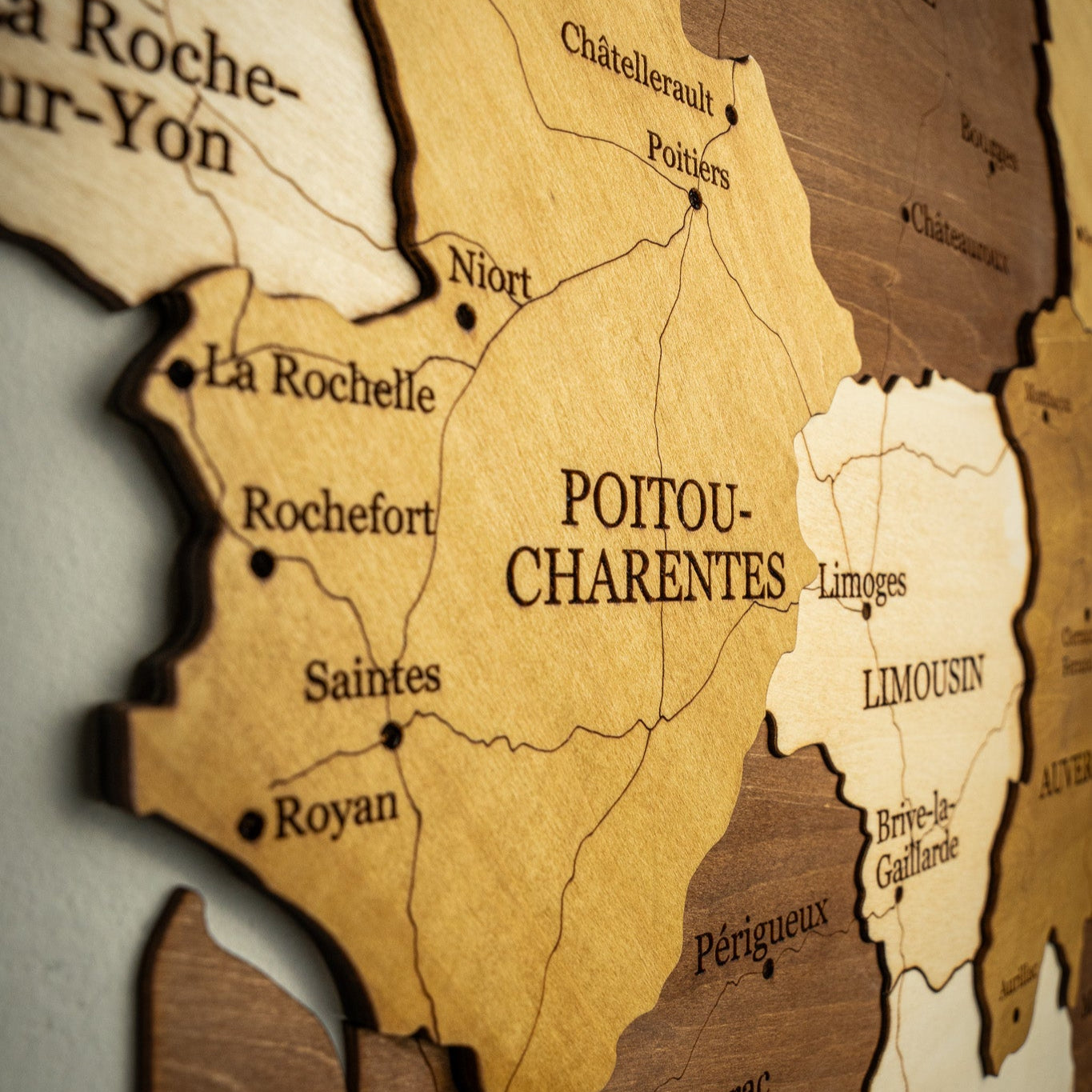 Carte de France en bois 3D