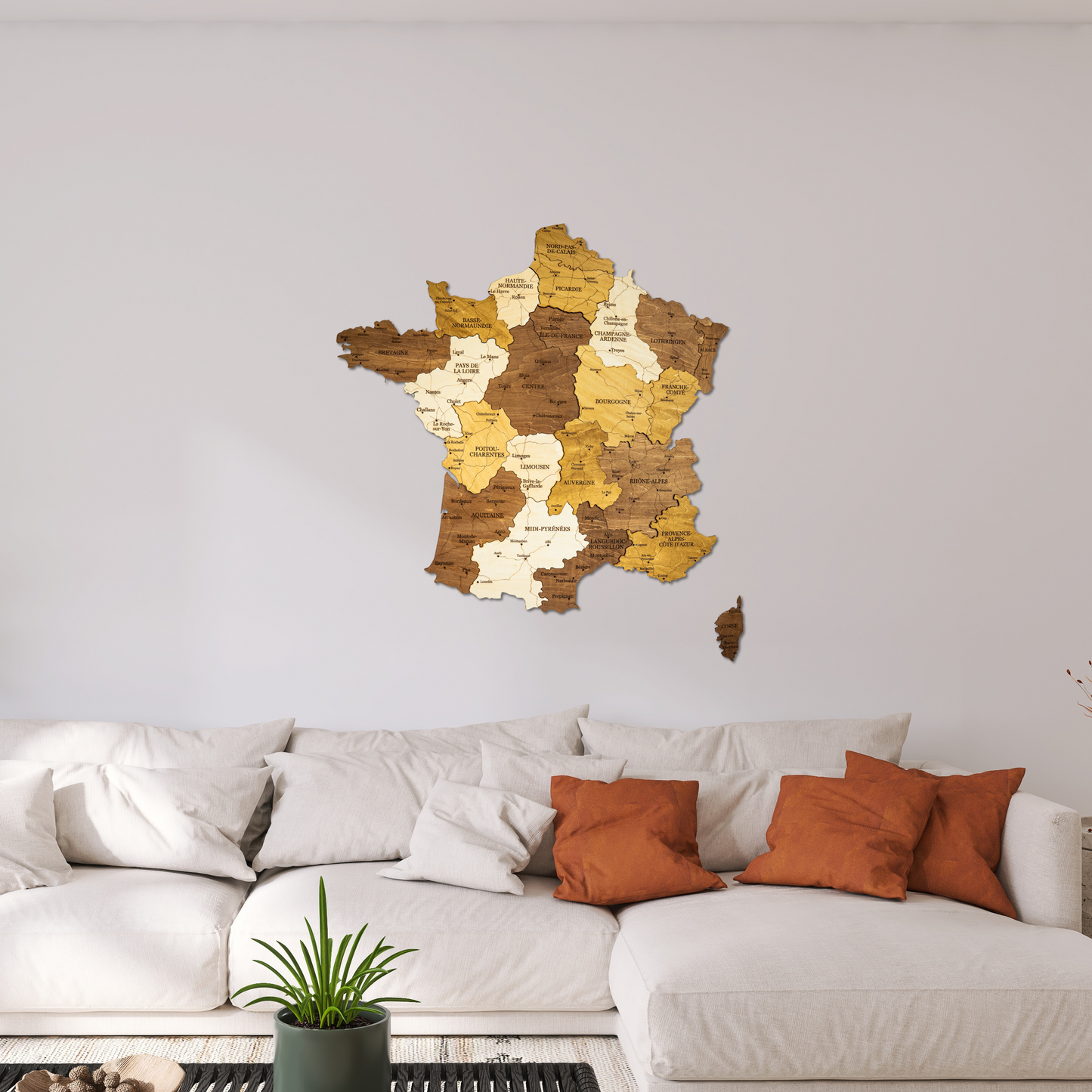 Carte de France en bois 3D
