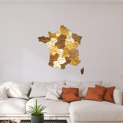 Carte de France en bois 3D
