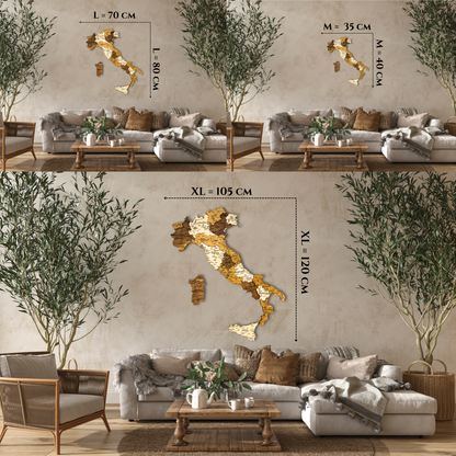 Wall art of Italy with measurements in a living room setting