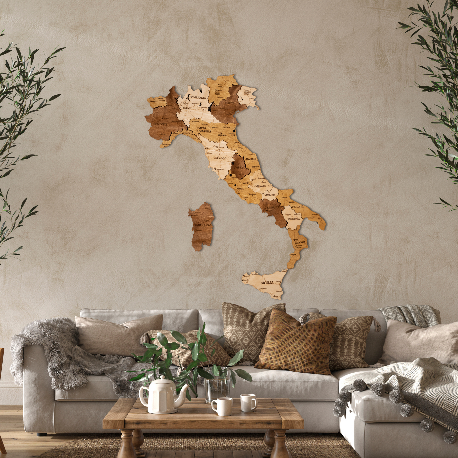 Luxury obsidian edition 3D Italy map for home decor