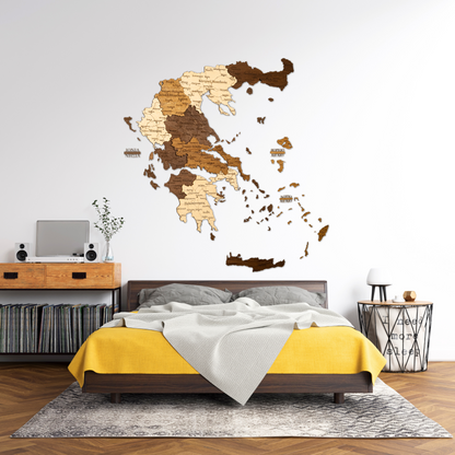 Carte 3D de la Grèce en bois