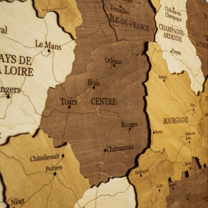 Carte de France en bois 3D