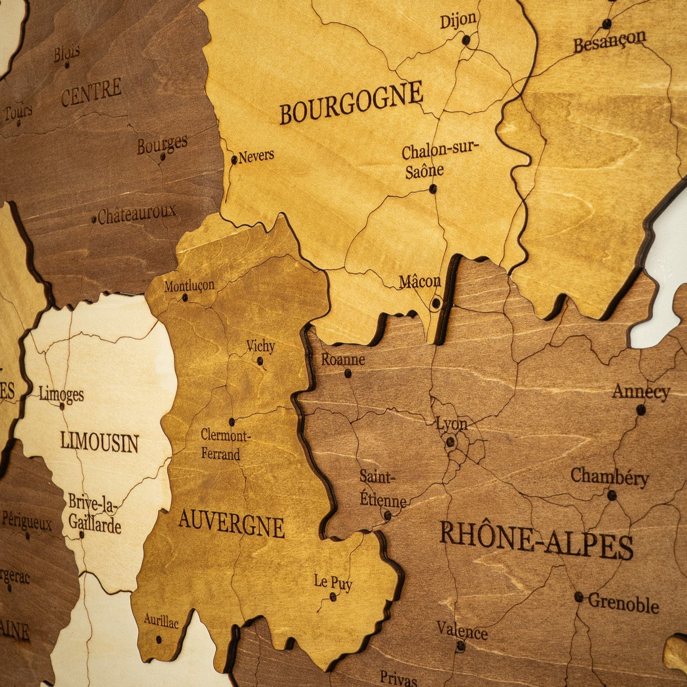 Carte de France en bois 3D