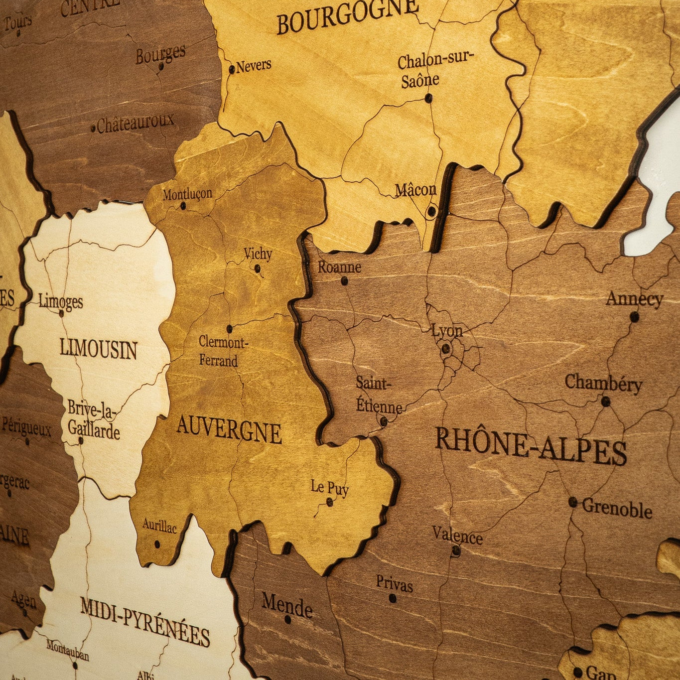 Carte de France en bois 3D