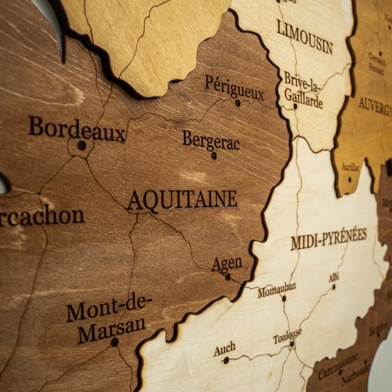 Carte de France en bois 3D