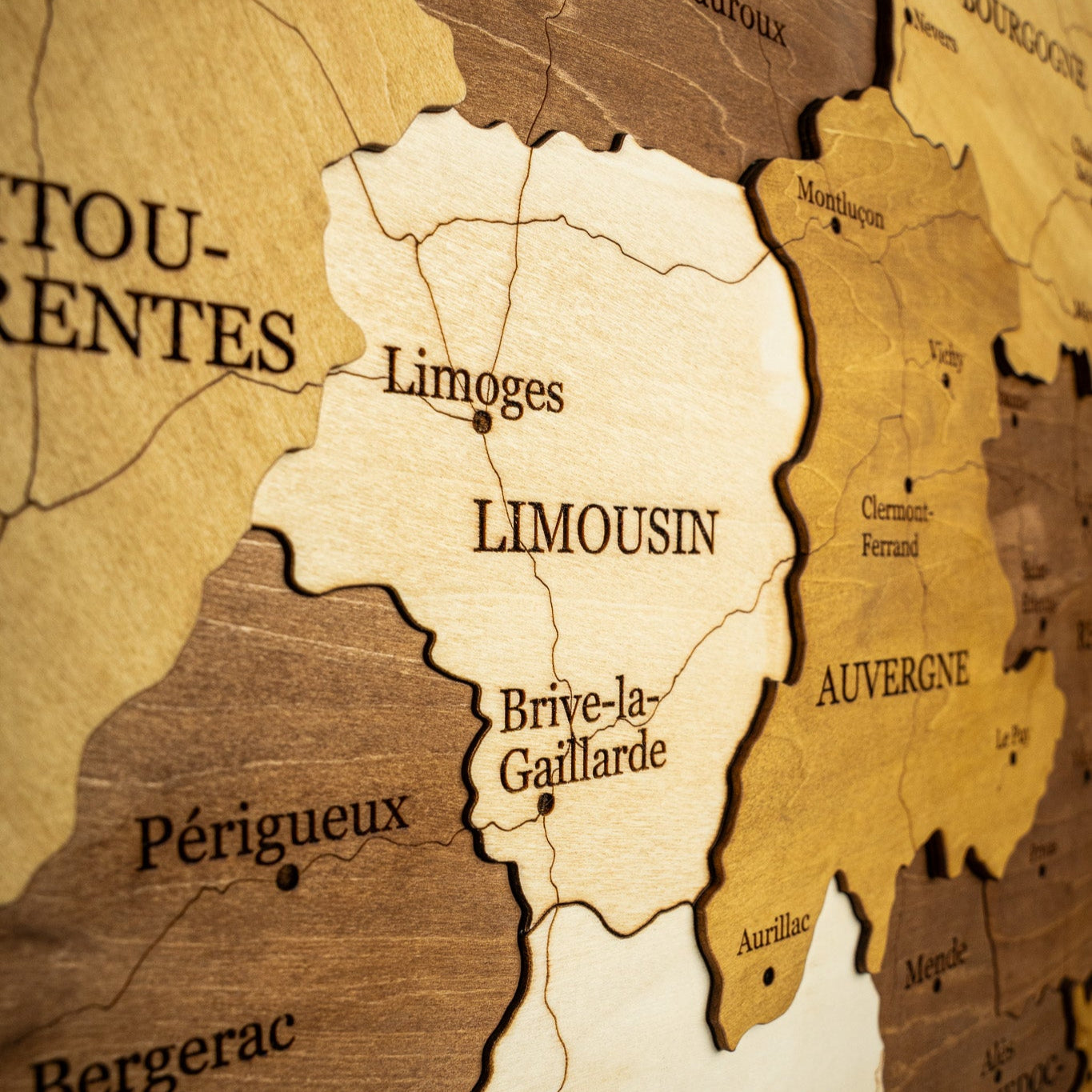 Carte de France en bois 3D