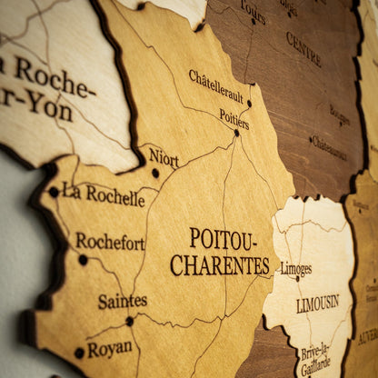 Carte de France en bois 3D