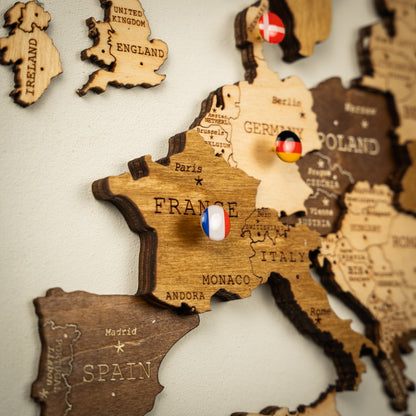Carte du monde en bois 3D MIDNIGHT OAK