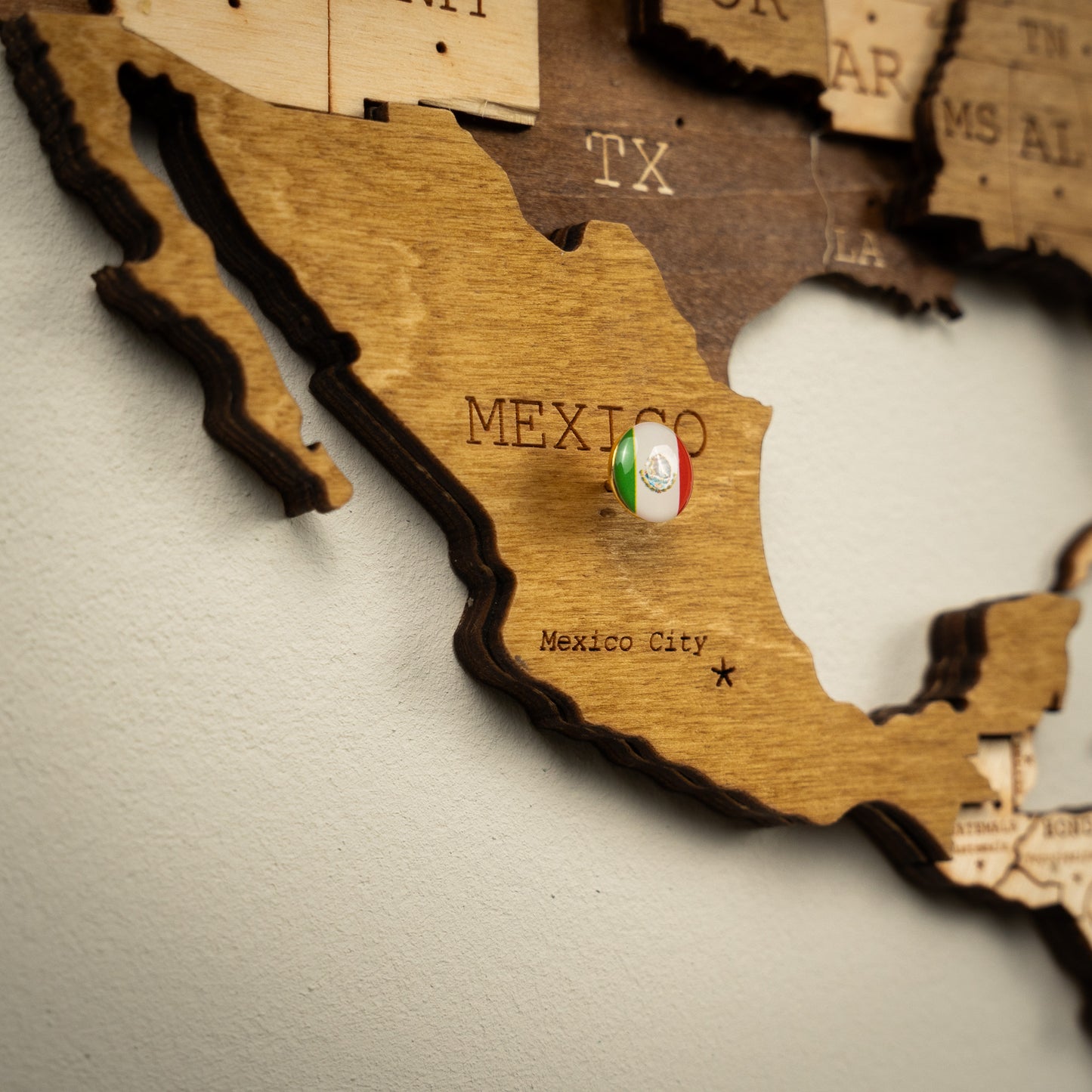 Carte du monde en bois 3D MIDNIGHT OAK