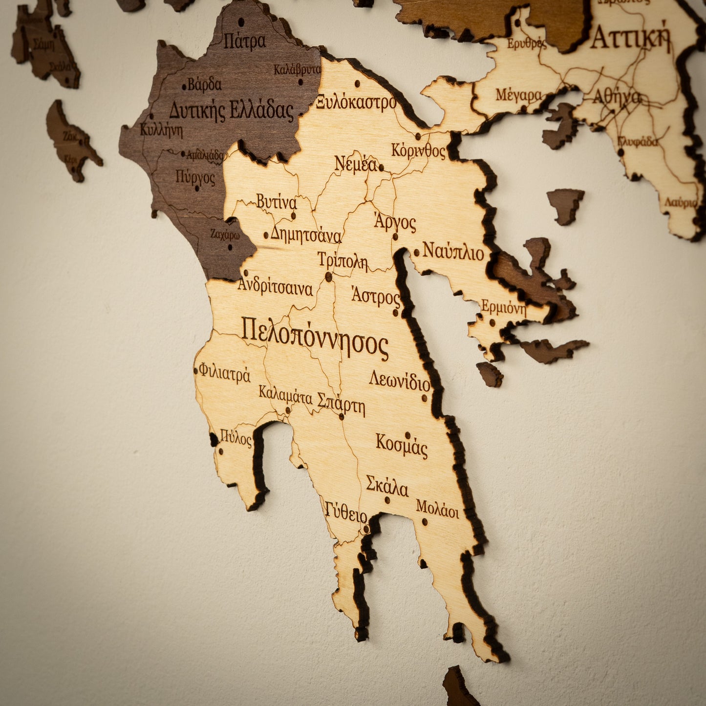 Carte 3D de la Grèce en bois