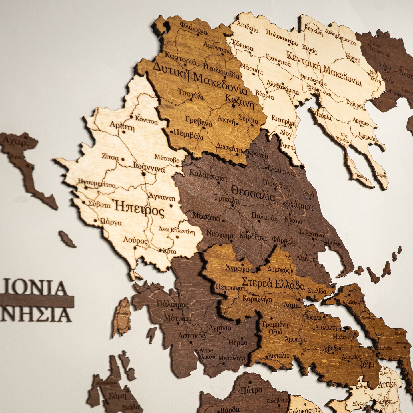 Carte 3D de la Grèce en bois
