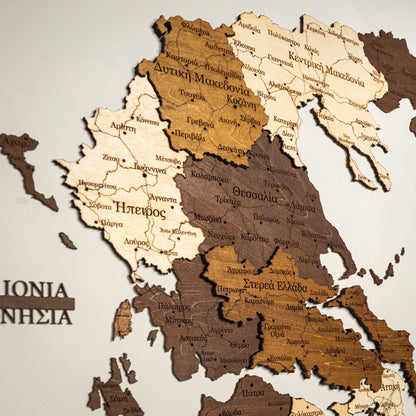 Carte 3D de la Grèce en bois