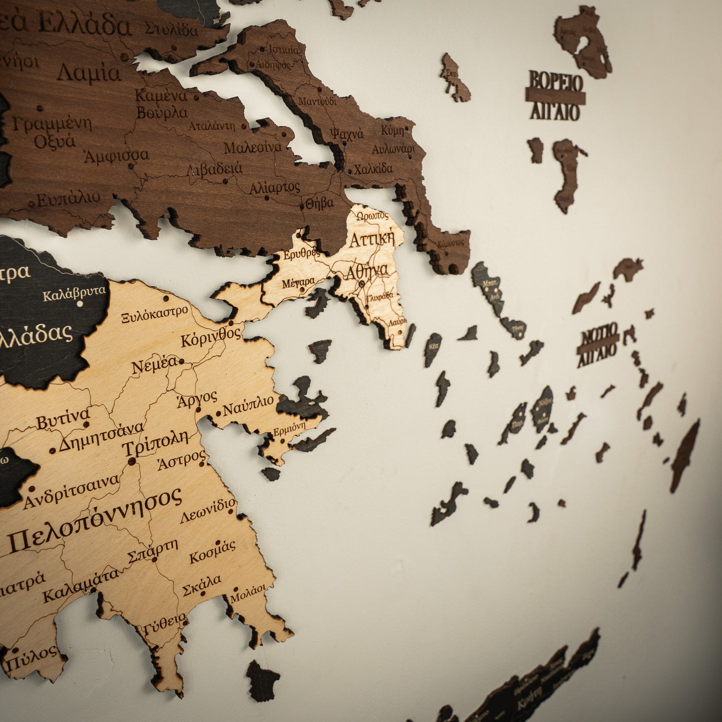 Carte 3D de la Grèce en bois