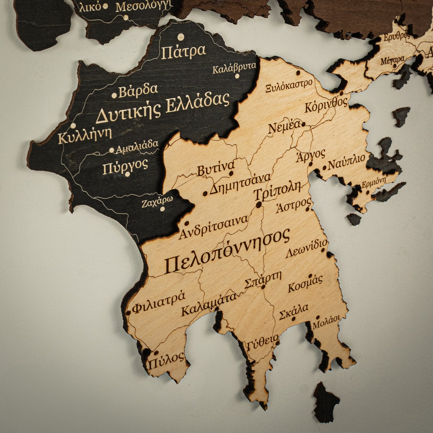 Carte 3D de la Grèce en bois