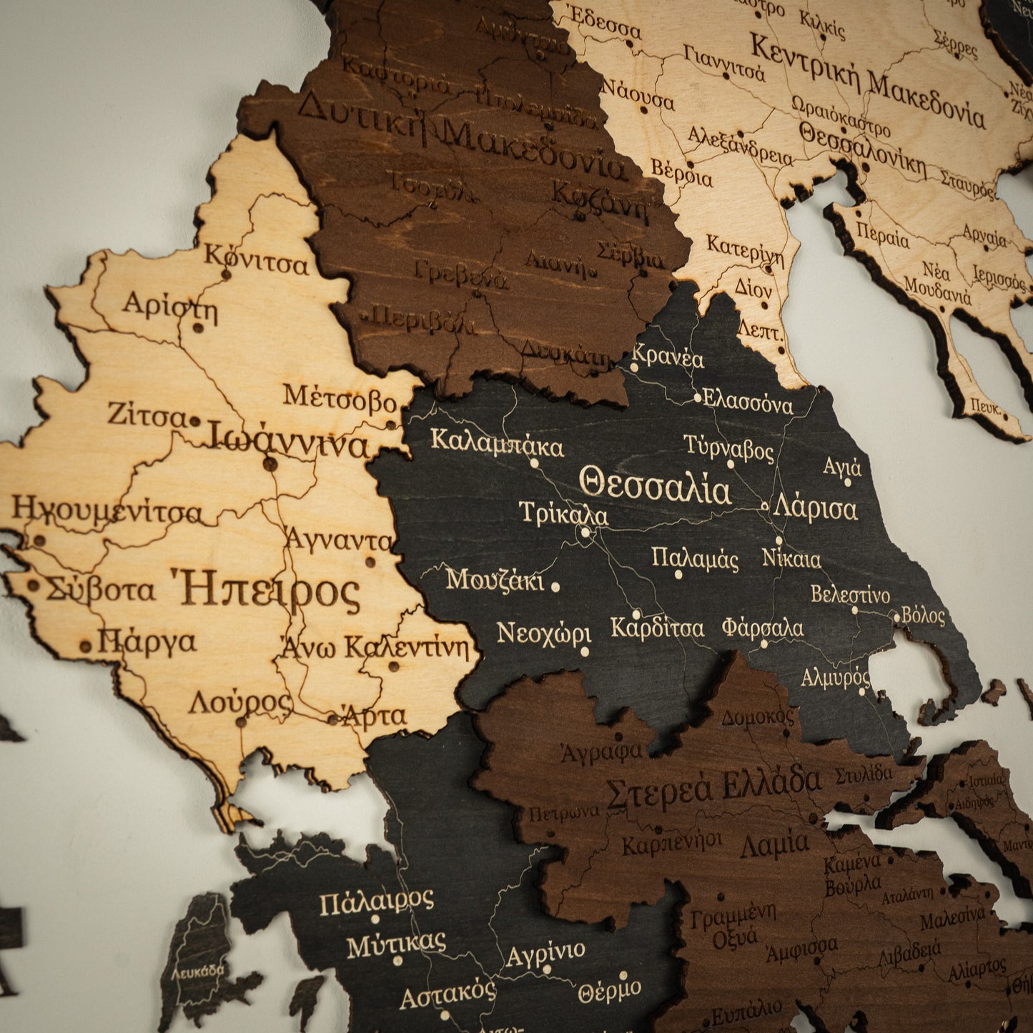 Carte 3D de la Grèce en bois