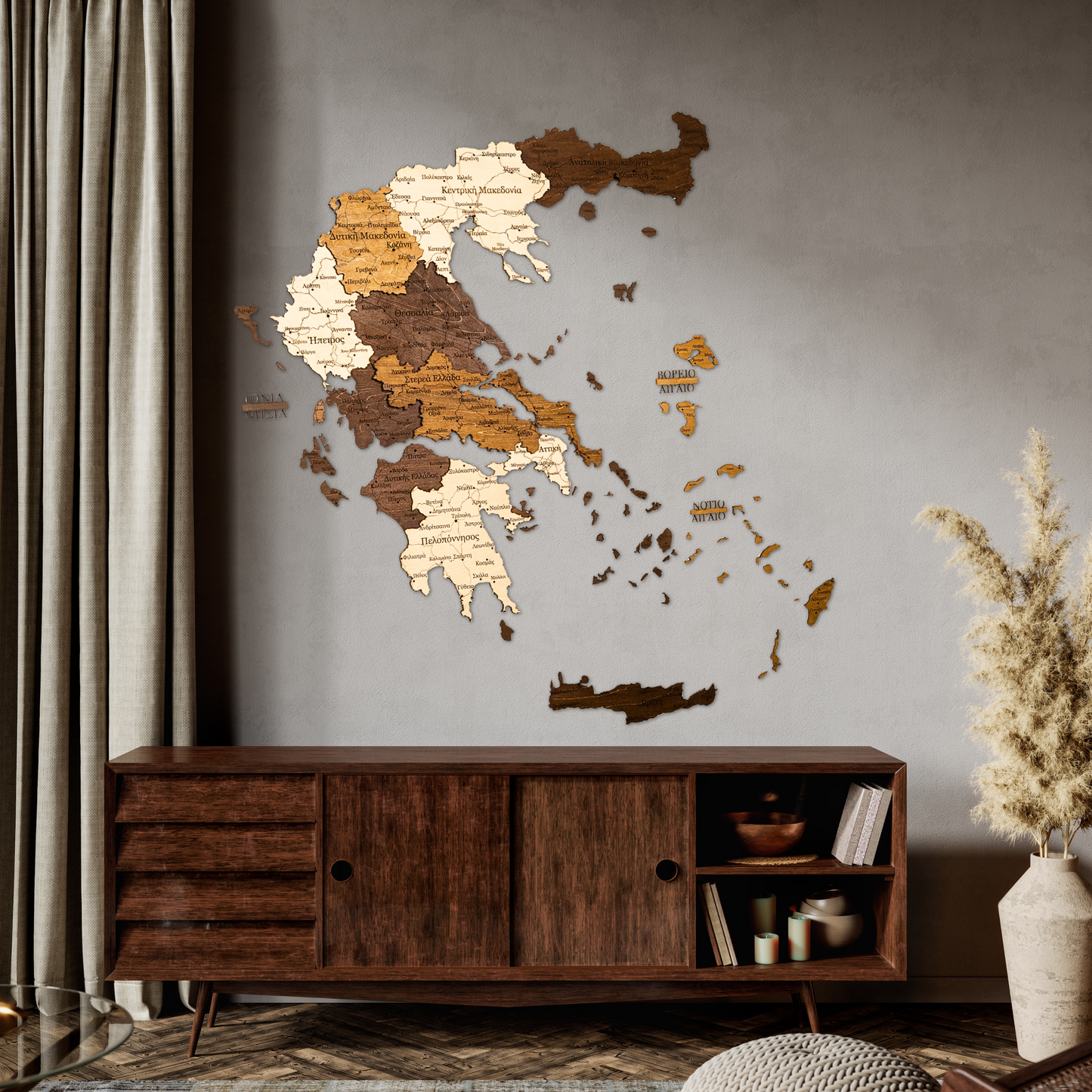 Carte 3D de la Grèce en bois