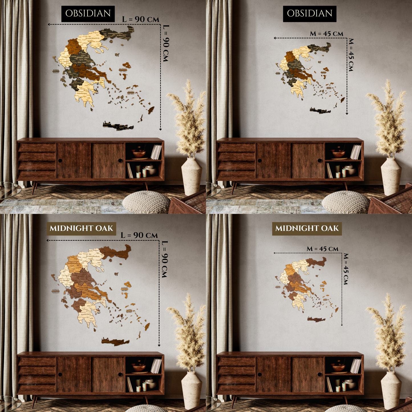 Carte 3D de la Grèce en bois