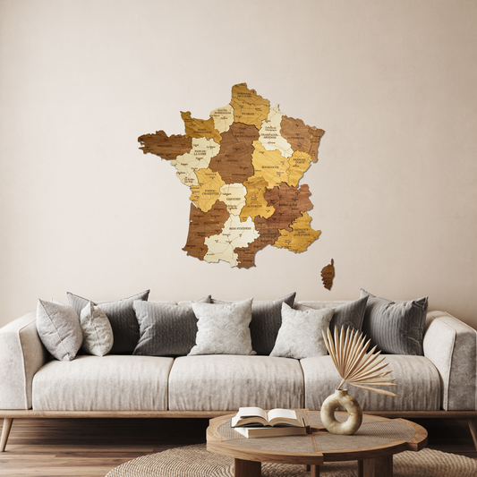 Carte de France en bois 3D
