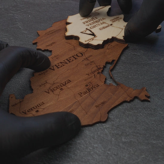 3D wooden map of Italy. Elegant wall decor