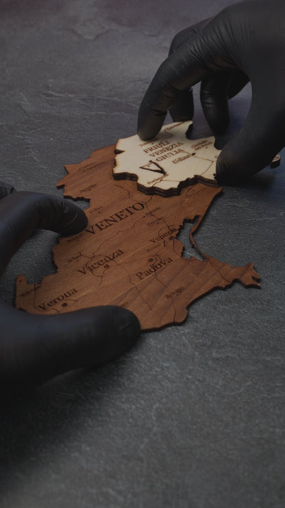 3D wooden map of Italy. Elegant wall decor